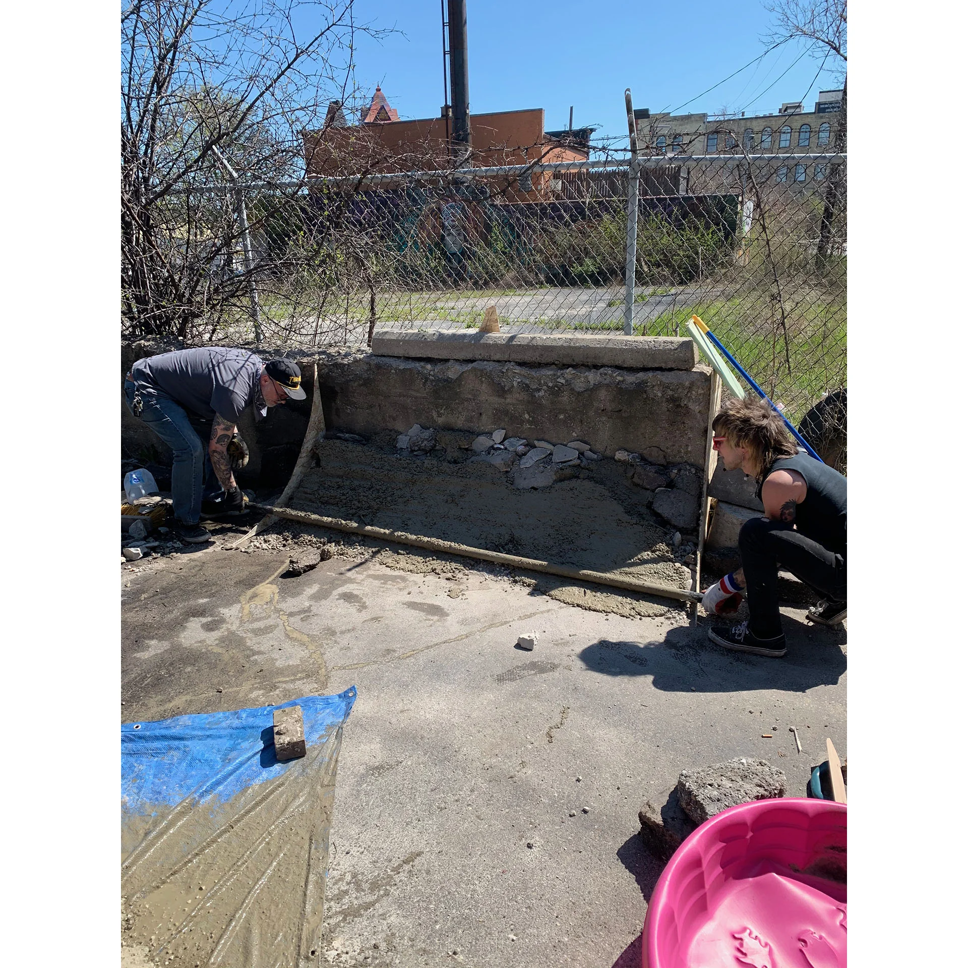 Community members building National DIY Skatepark in Milwaukee's Walkers Point neighborhood